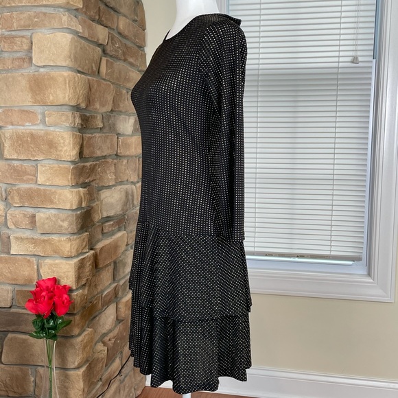 MICHAEL KORS Metallic Black & Gold Dotted Dress - Picture 11 of 12